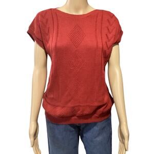 Blake by Devon classic career knitwear sweater tee boatneck cap sleeves red